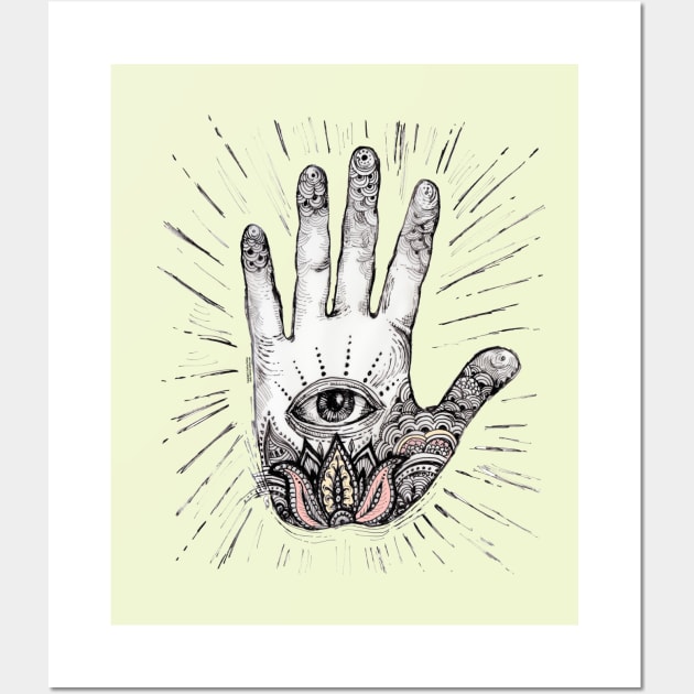 Hand with and Eye - 2 Wall Art by FanitsaArt